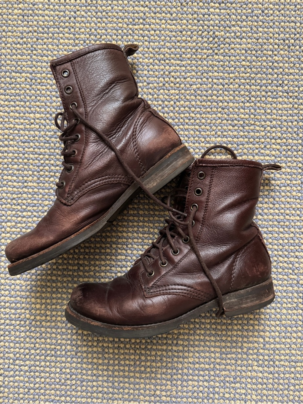 Frye Burgundy Leather Lace-Up Boots